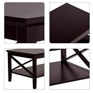 ChooChoo Oxford Coffee Table with Thicker Legs, Espresso Wood Coffee Table with Storage for Living Room 40 inches