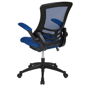 Flash Furniture Kelista Mid-Back Blue Mesh Swivel Ergonomic Task Office Chair with Flip-Up Arms