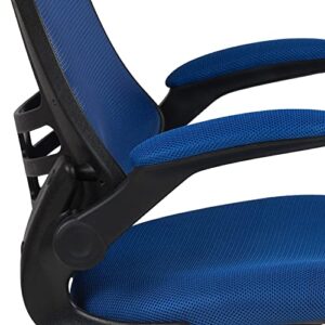 Flash Furniture Kelista Mid-Back Blue Mesh Swivel Ergonomic Task Office Chair with Flip-Up Arms