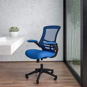 Flash Furniture Kelista Mid-Back Blue Mesh Swivel Ergonomic Task Office Chair with Flip-Up Arms