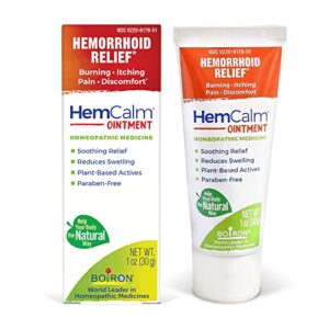 boiron hemcalm ointment for hemorrhoid relief of pain, itching, swelling or discomfort – 1 oz