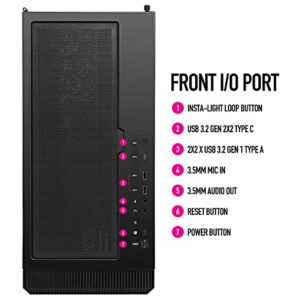 MSI MPG Velox 100R - Mid-Tower Gaming PC Case - Tempered Glass Side Panel - 4 x 120mm ARGB Fans - Liquid Cooling Support up to 360mm Radiator - Mesh Panel for Optimized Airflow