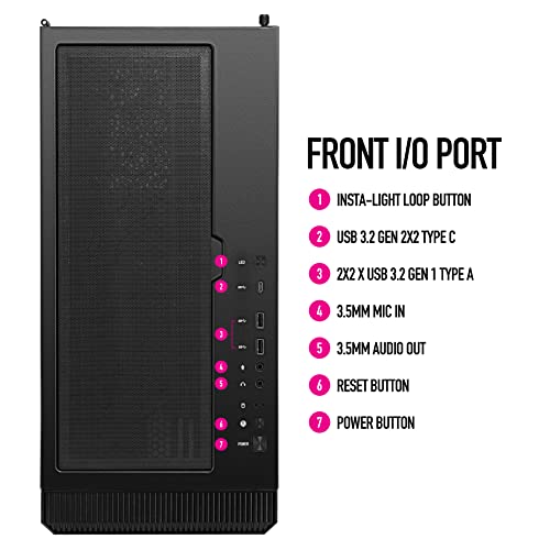 MSI MPG Velox 100R - Mid-Tower Gaming PC Case - Tempered Glass Side Panel - 4 x 120mm ARGB Fans - Liquid Cooling Support up to 360mm Radiator - Mesh Panel for Optimized Airflow