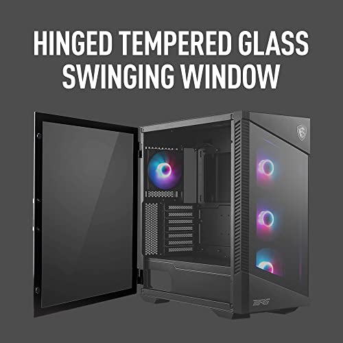MSI MPG Velox 100R - Mid-Tower Gaming PC Case - Tempered Glass Side Panel - 4 x 120mm ARGB Fans - Liquid Cooling Support up to 360mm Radiator - Mesh Panel for Optimized Airflow