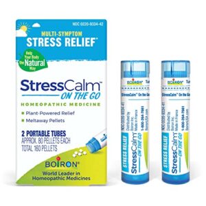 boiron stresscalm on the go for relief of stress, anxiousness, nervousness, irritability, and fatigue – 2 count (160 pellets)
