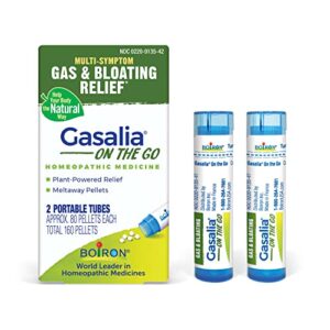 boiron gasalia on the go for relief from gas pressure, abdominal pain, bloating, and discomfort – 2 count (160 pellets)