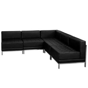 Flash Furniture HERCULES Imagination Series Black LeatherSoft Sectional Configuration, 5 Pieces