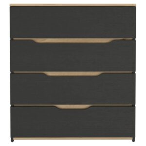 atlin designs modern 4-drawer wood bedroom dresser in black/light oak