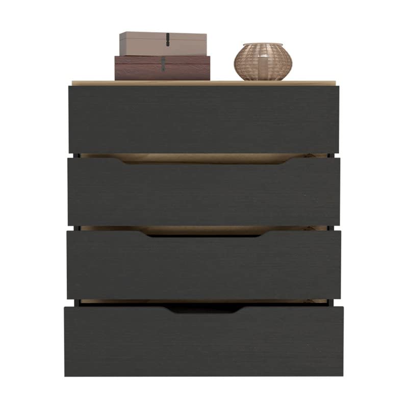 Atlin Designs Modern 4-Drawer Wood Bedroom Dresser in Black/Light Oak