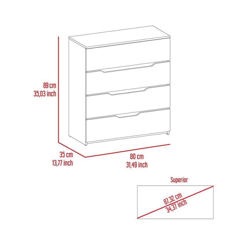 Atlin Designs Modern 4-Drawer Wood Bedroom Dresser in Black/Light Oak