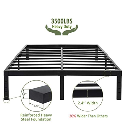 45MinST 18 Inch Maximum Storage Bed Frame/Reinforced Platform /3500lbs Heavy Duty/Easy Assembly/ Mattress Foundation/Steel Slat/Noise Free, King