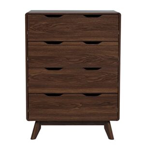 UEV Mid-Century Modern Dresser,4 Drawer Dresser Large Drawers,Chest of Drawers Storage Cabinet,Bedroom Storage Drawer Organizer for Closet, Living Room, Laundry Room(Walnut)