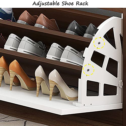 ZZFF SS&LL Shoe Storage Bench with Hidden Shoe Rack,Leather Entryway Shoe Bench Seat Shoe Organizer Shoe Cabinet,Modern Entry Decorative Furniture-C-White 60x30x50cm(24x12x20inch)