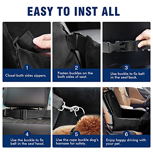 Dog Car Seat Pet Booster Seat Pet Travel Safety Car Seat,The Dog seat Made is Safe and Comfortable, and can be Disassembled for Easy Cleaning(Solid Black)