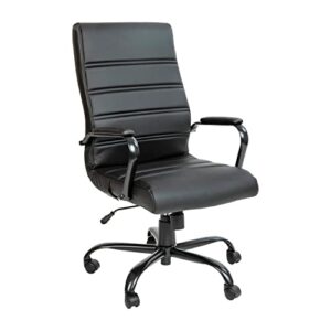 flash furniture whitney high back desk chair – black leathersoft executive swivel office chair with black frame – swivel arm chair