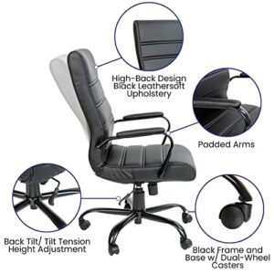 Flash Furniture Whitney High Back Desk Chair - Black LeatherSoft Executive Swivel Office Chair with Black Frame - Swivel Arm Chair