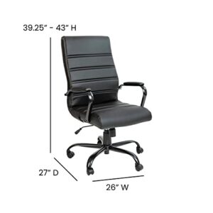 Flash Furniture Whitney High Back Desk Chair - Black LeatherSoft Executive Swivel Office Chair with Black Frame - Swivel Arm Chair