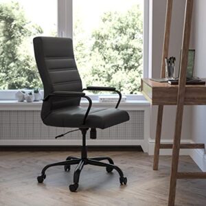 Flash Furniture Whitney High Back Desk Chair - Black LeatherSoft Executive Swivel Office Chair with Black Frame - Swivel Arm Chair