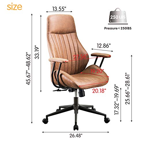 XIZZI Ergonomic Chair, Modern Computer Desk Chair,high Back Leathe Office Chair with Lumbar Support for Executive or Home Office (Brown 1)