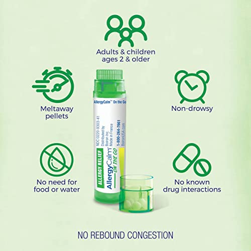 Boiron AllergyCalm On The Go for Relief from Allergy and Hay Fever Symptoms of Sneezing, Runny Nose, and Itchy Eyes or Throat - 2 Count (160 Pellets)