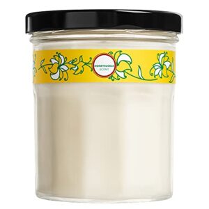 mrs. meyer’s soy aromatherapy candle, 25 hour burn time, made with soy wax and essential oils, honeysuckle, 4.9 oz