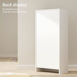 DiDuGo Tiny Shoe Cabinet with 3 Flip Drawers, Shoe Storage Cabinet for Entryway White (22.4”W x 9.4”D x 42.3”H)