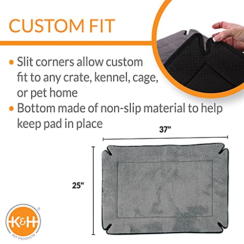 K&H Pet Products Memory Foam Crate Pad Gray Large 25 X 37 Inches