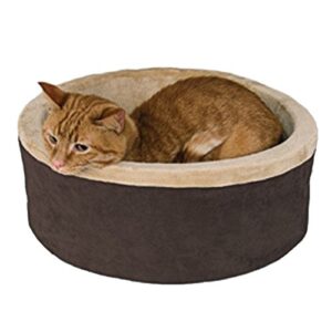 k&h – heated kitty bed 20″ – mocha brown