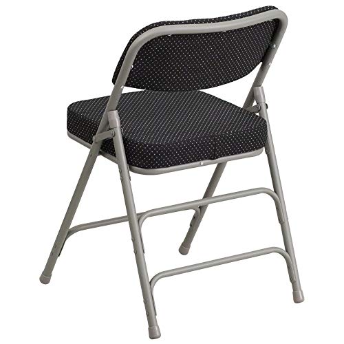 Flash Furniture 4 Pack HERCULES Series Premium Curved Triple Braced & Double Hinged Black Pin-Dot Fabric Metal Folding Chair