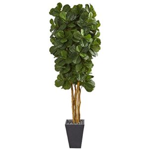 nearly natural fiddle leaf artificial slate planter silk trees green