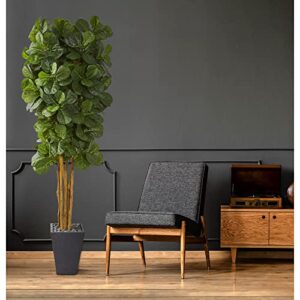 Nearly Natural Fiddle Leaf Artificial Slate Planter Silk Trees Green