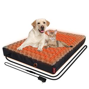 heated dog bed, 12v safe voltage far infrared electric heating arthritis orthopedic dog bed with thickened memory foam, aexinbo heated pet bed with waterproof cover for medium dogs, large dogs (large)