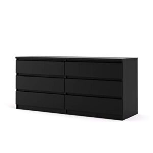 Tvilum 6 Drawer Double Dresser, Black Matte