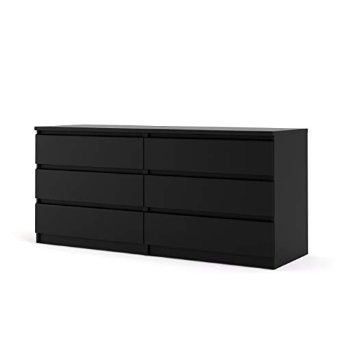 Tvilum 6 Drawer Double Dresser, Black Matte