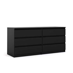 tvilum 6 drawer double dresser, black matte