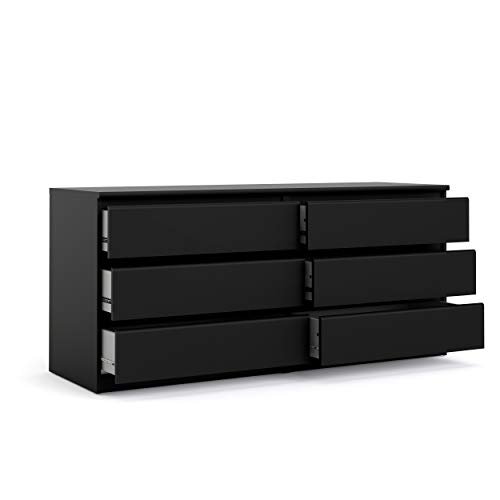 Tvilum 6 Drawer Double Dresser, Black Matte