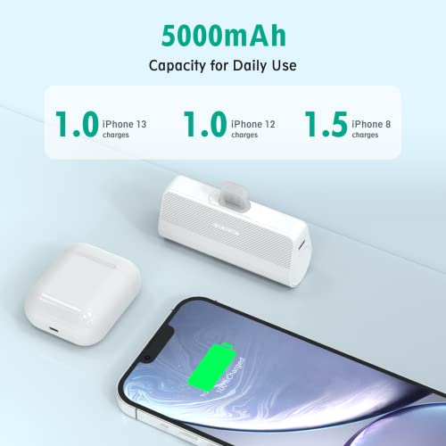 KKD Portable Charger for iPhone MFi Certified 5000Mah Fast Charging Small Power Bank Mini Portable Battery Pack Compact Phone Charger for iPhone