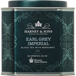 Harney & Sons Earl Grey Imperial Tea Tin - Fine Black Tea with Natural Bergamot - 2.35 Ounces, 30 Sachets