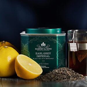 Harney & Sons Earl Grey Imperial Tea Tin - Fine Black Tea with Natural Bergamot - 2.35 Ounces, 30 Sachets