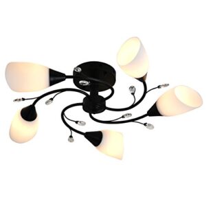 semi flush mount ceiling light fixture – finxin fxcl22 modern black painting pendant light for bedroom,hallway,kitchen and dining room (black)