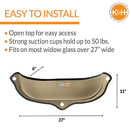 K&H Pet Products EZ Mount Window Bed Kitty Sill Tan 27 X 11 X 6 Inches