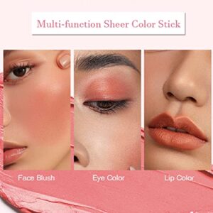 Soft Cream Blush Stick, Liquid Blush Makeup for Cheeks, Multi Sheer Big Brush Liquid Skin Tint Stick for Eyes and Lips, Long-Wearing, Natural-Looking,Blends Perfectly onto Skin, Gift for Her (Milk Pink)