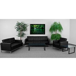 Flash Furniture HERCULES Lacey Series Reception Set in Black LeatherSoft