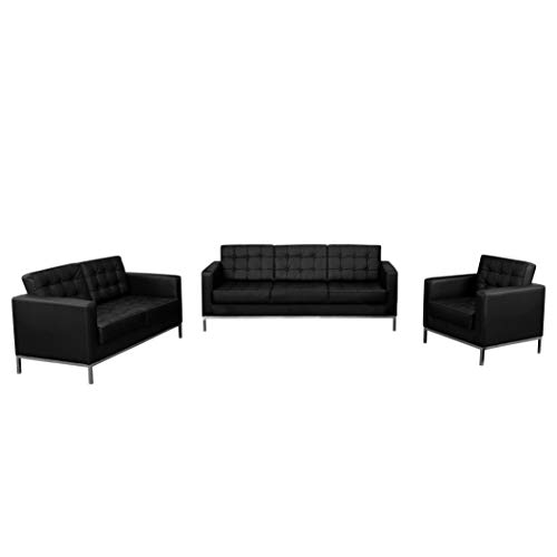 Flash Furniture HERCULES Lacey Series Reception Set in Black LeatherSoft