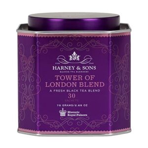harney & sons tower of london black tea with stone fruit, bergamot and honey flavors | 30 sachets, historic royal palaces collection