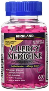 kirkland signature allergy medicine diphenhydramine hci 25 mg, 600 minitabs