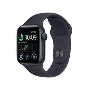 apple watch se (2nd gen) [gps 40mm] smart watch w/midnight aluminum case & midnight sport band – m/l. fitness & sleep tracker, crash detection, heart rate monitor, retina display, water resistant