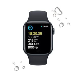 Apple Watch SE (2nd Gen) [GPS 40mm] Smart Watch w/Midnight Aluminum Case & Midnight Sport Band - M/L. Fitness & Sleep Tracker, Crash Detection, Heart Rate Monitor, Retina Display, Water Resistant