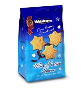 walker’s shortbread hanukkah mini festive stars holiday cookies, pure butter shortbread cookies, 4.4 oz bag (pack of 12)