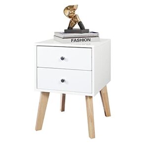 TaoHFE White nightstand mid Century Modern nightstand White Night Stands for bedrooms Wood nightstand White nightstand with Drawers Aesthetic nightstand White Side Table Bedside Table with Drawers